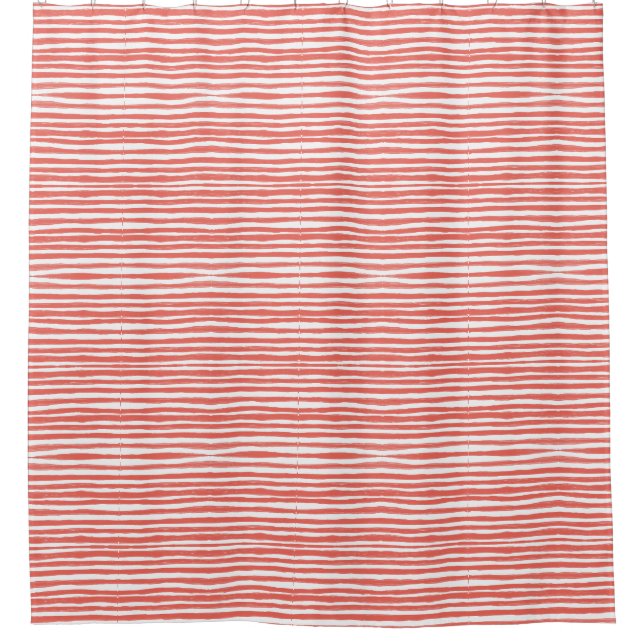 Orangene Streifen, Linien  Duschvorhang (Vorderseite)