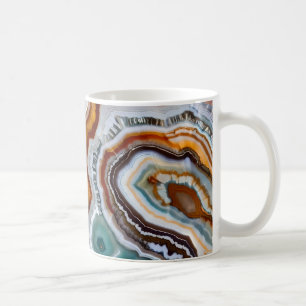 Orangene Terrakotta Weiße Schwarze Blaue Achat-Geo Kaffeetasse
