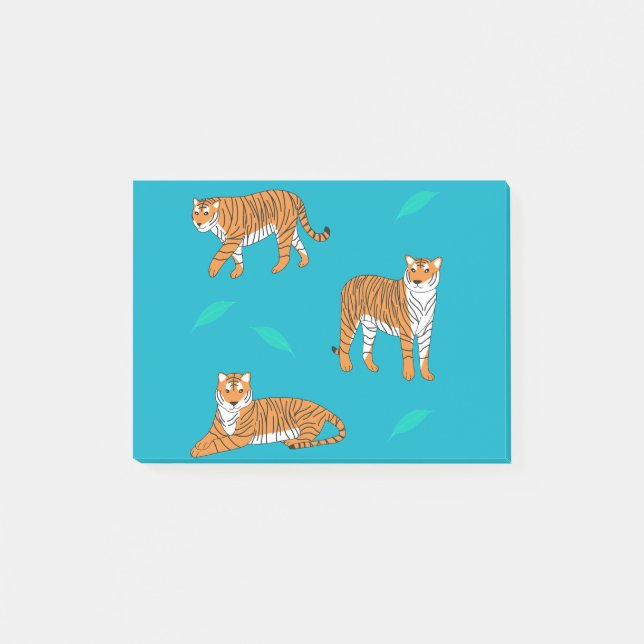 Orangene Tiger Post-it Klebezettel (Vorderseite)