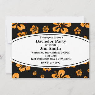 Orangene tropische Hibiskus-Blumen-Einladung in Sc Einladung