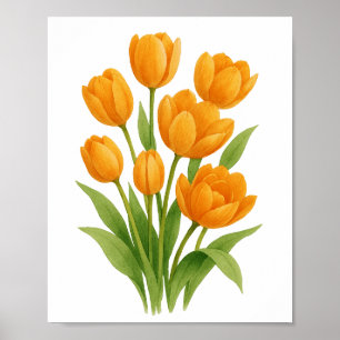Orangene Tulpen Malerei Florale Wandkunst Poster