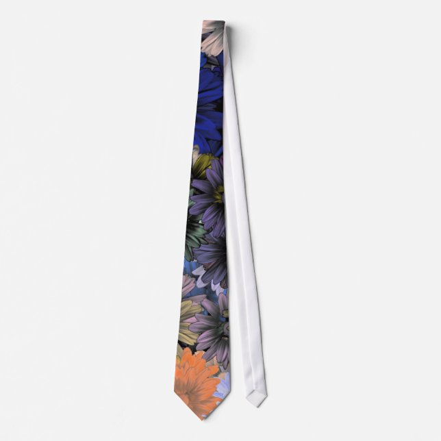 Orangene und blaue Blumen Krawatte (Vorderseite)