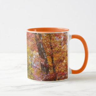 Orangene und gelbe Herbstbäume - Herbstfotografie Tasse