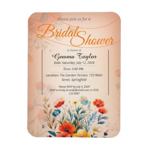 Orangene und pastellene Farben mit gemalten Blumen Magnet