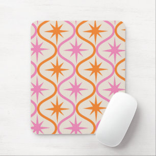 Orangene und rosa Sternenexplosionen auf Ogee-Must Mousepad