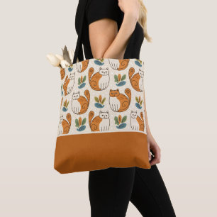 Orangene und weiße Katzen Naive Kunst Stil Farbblo