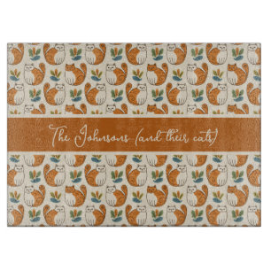 Orangene und weiße Katzen Naive Kunst Stil Farbblo Schneidebrett