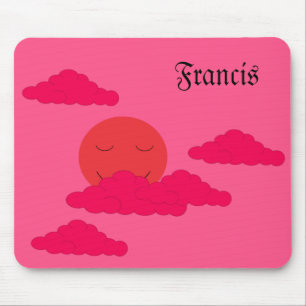 Orangene untergehende Sonne am roten Himmel: Mousepad