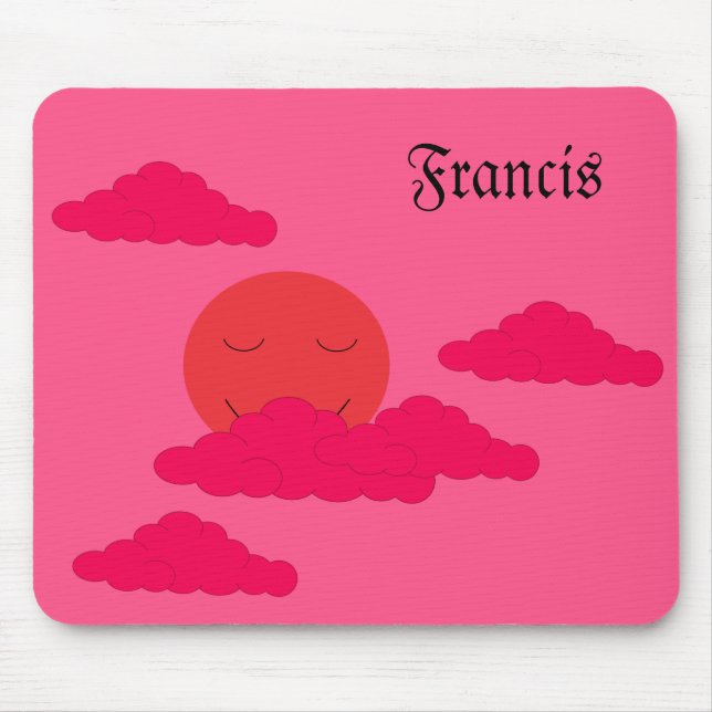 Orangene untergehende Sonne am roten Himmel:  Mousepad (Vorne)