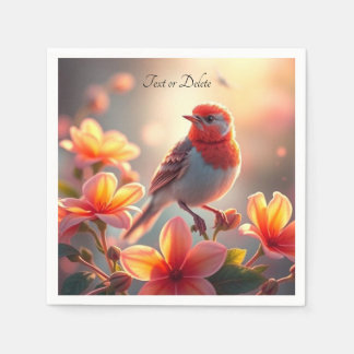 Orangene Vogelfloralservietten Serviette