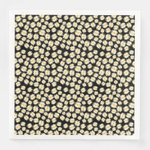 Orangene weiße schwarze Gänseblümchen-Blumenmuster Serviette
