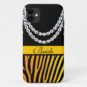 Orangene Zebrastreifen Braut Perlen iphone 5 Hülle