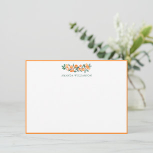 Orangene Zitrus-Aquarell-Personalisierung Schreibw Dankeskarte