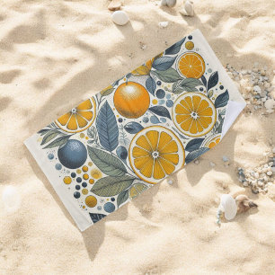 Orangene Zitrus Launige Wasserfarbe Frucht & Flora Strandtuch
