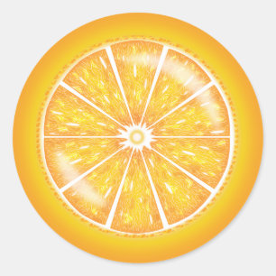 Orangene Zitrusfrucht Scheibe Illustration Runder Aufkleber