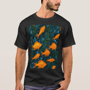 Orangener Fisch zwischen Algen und Blasen T-Shirt