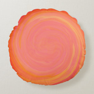 Orangener Flammenwirbel Rundes Kissen