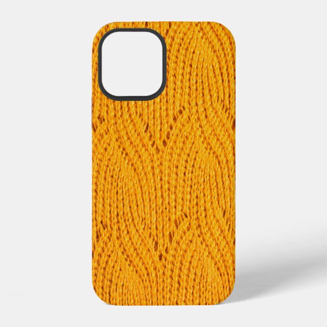 Orangener gestrickter Pullover, texturierter Hinte iPhone Hülle (Rückseite)