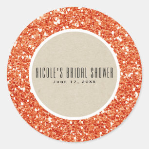Orangener Glitter & Rustikales Kraft Herbst Glanz  Runder Aufkleber