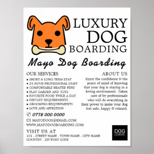 Orangener Hund mit Knochen, Boarding des Hundes, W Poster