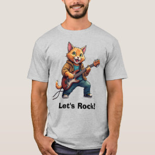 Orangener Katze Gitarre Spieler T-Shirt