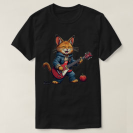 Orangener Katze Gitarre Spieler T-Shirt