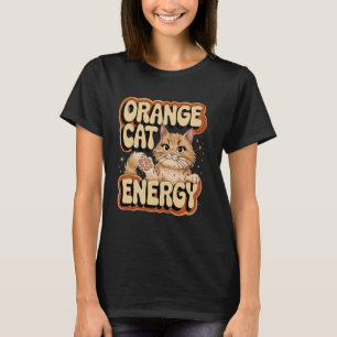 Orangener Katzen-Energie Lustiges Süßes Katzen-T-S T-Shirt