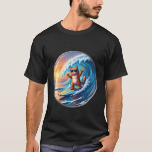 Orangener Katzenbesitzer Surfliebhaber Surfer Surf T-Shirt