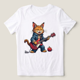 Orangener Katzengitarrenspieler Tri-Blend Shirt
