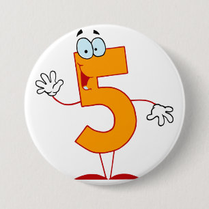 Orangener Knopf Nummer 5 Button