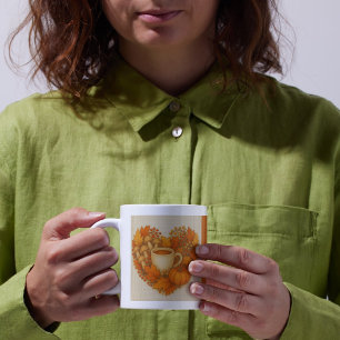 Orangener kuscheliger Herbst Stimmung Kakao Kürbis Kaffeetasse