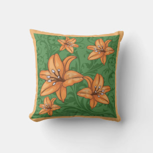 Orangener Lily-Wurfkissen Kissen