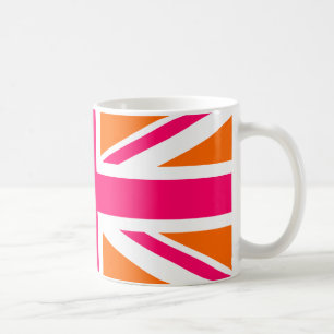 Orangener und Pinker Union Jack Tasse