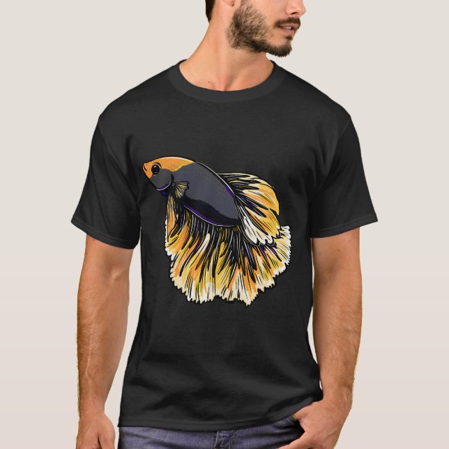 Orangener und schwarzer Kampffisch T-Shirt (Vorderseite)