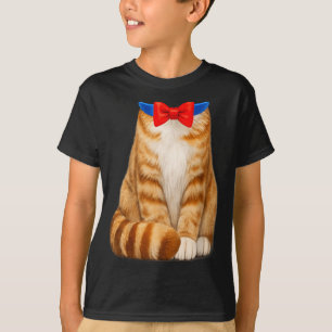Orangenes Katzenkostüm Tabby Fliege Süß Lustig Hau T-Shirt