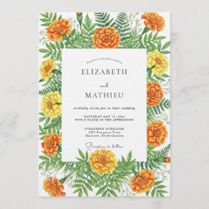 Orangenes Ringelblumen-Hochzeit im Herbst Einladung