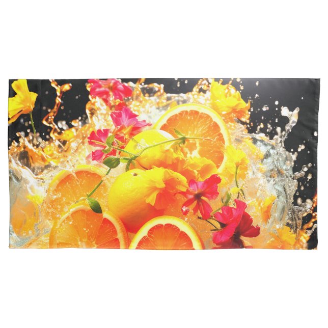Orangenexplosion Kissenbezug (Vorderseite)