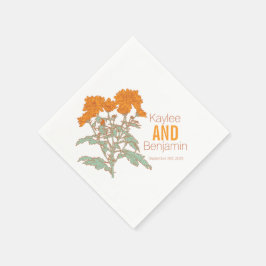 Orangenfall Chrysanthemum Blume Hochzeitsnapkins Serviette