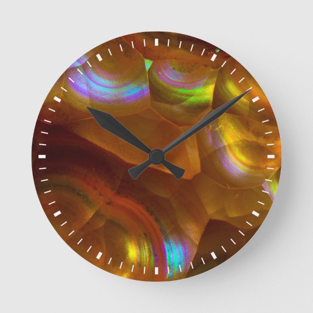 Orangenfeueropal Runde Wanduhr (Vorderseite)