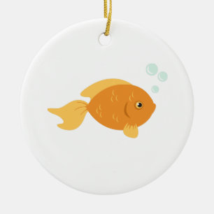 Orangenfisch Keramik Ornament
