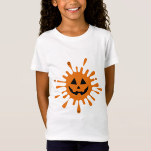 Orangenfleck mit Kürbisgesicht T-Shirt