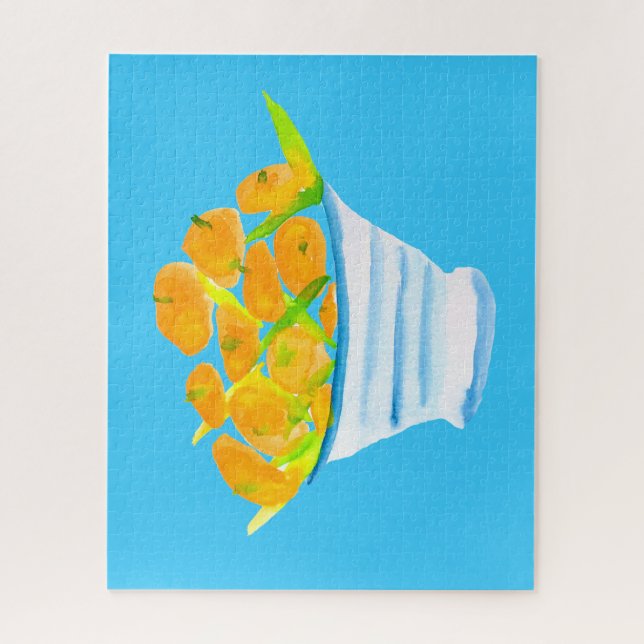 Orangenfrucht, Aquarellfrucht Puzzle (Vertikal)