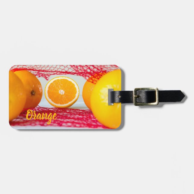 Orangenfrucht für vegane und vegeatriere gepäckanhänger (Vorderseite horizontal)
