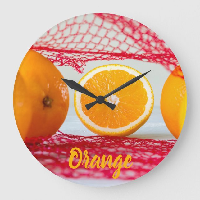 Orangenfrucht für vegane und vegeatriere große wanduhr (Vorderseite)