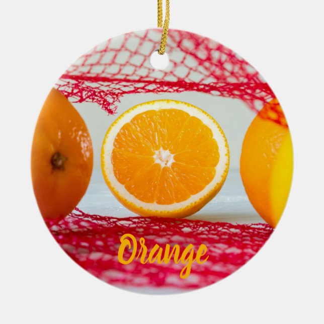 Orangenfrucht für vegane und vegeatriere keramik ornament (Vorne)