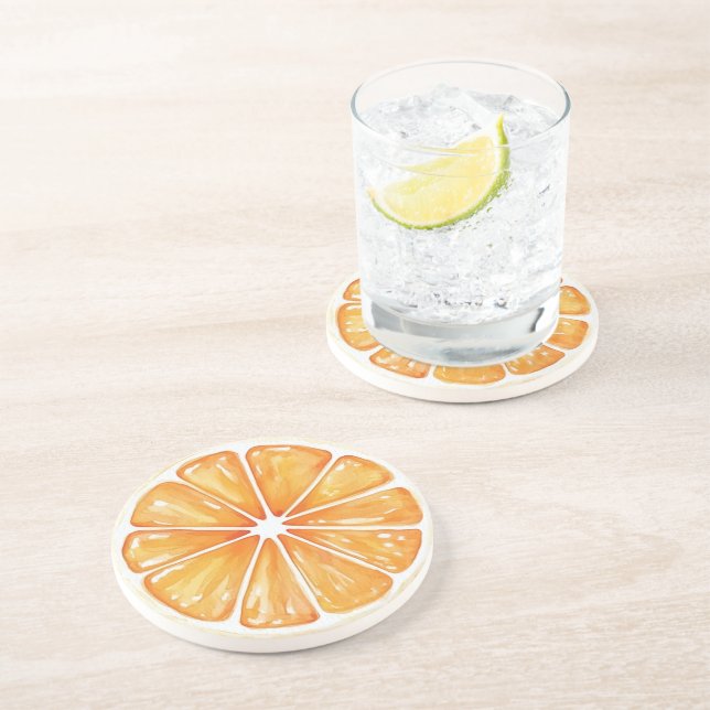 Orangenfrucht Getränkeuntersetzer (Seite)