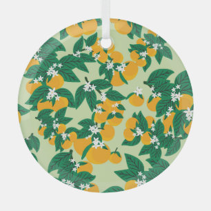 Orangenfrucht: grünes Vintage-Muster. Ornament Aus Glas
