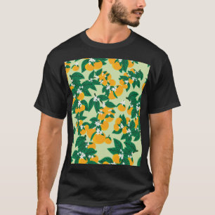 Orangenfrucht: grünes Vintage-Muster. T-Shirt