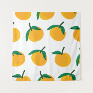 Orangenfrucht mit weißem Hintergrund nahtloses Pat Wandteppich