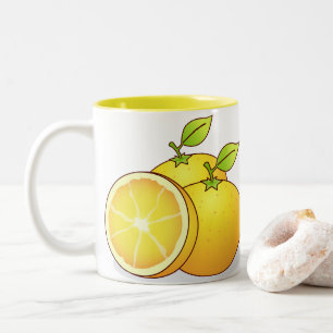 Orangenfrucht, niedlich zweifarbige tasse